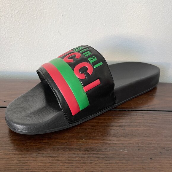 Gucci Mens 632183 Black Rubber 'Original Gucci' Slides Sandals, Sz. Gucci 8, 10 - Picture 8 of 15